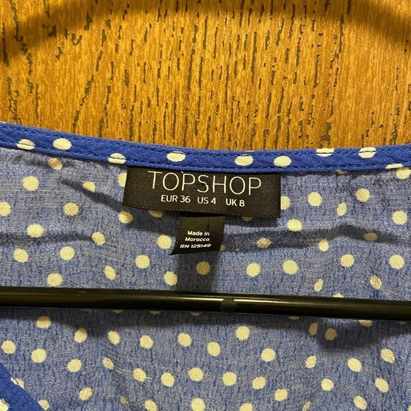 Topshop Blue Polka dot Crop Top size 4 - Picture 5 of 8